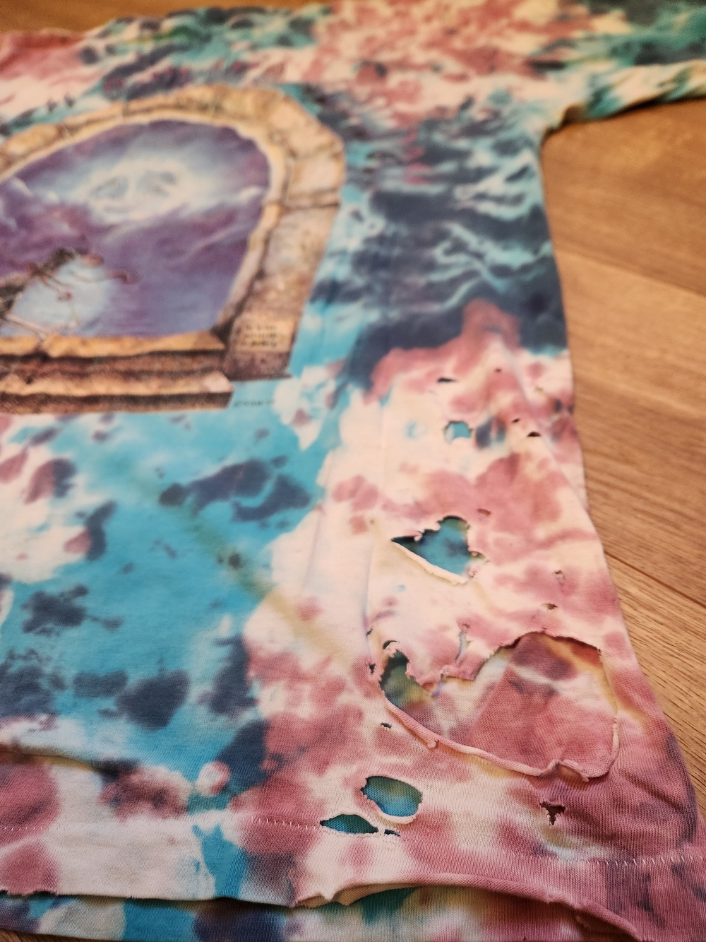 Vintage 1993 Grateful Dead Tie-Dye Sun & Moon Skeleton Tee Large MSG Concert - Picture 7 of 10
